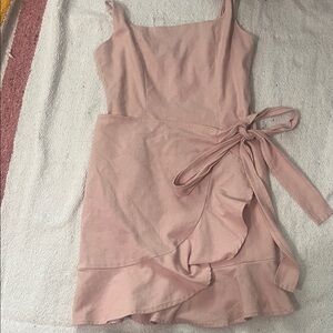 Chic Blush Wrap Mini Dress